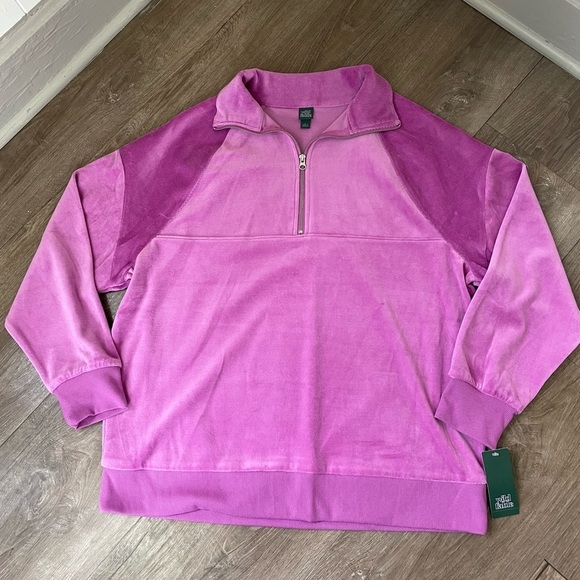 Wild Fable NEW Purple Velour Quarter Zip Pullover Top ~ NWT Size Large - Picture 4 of 16
